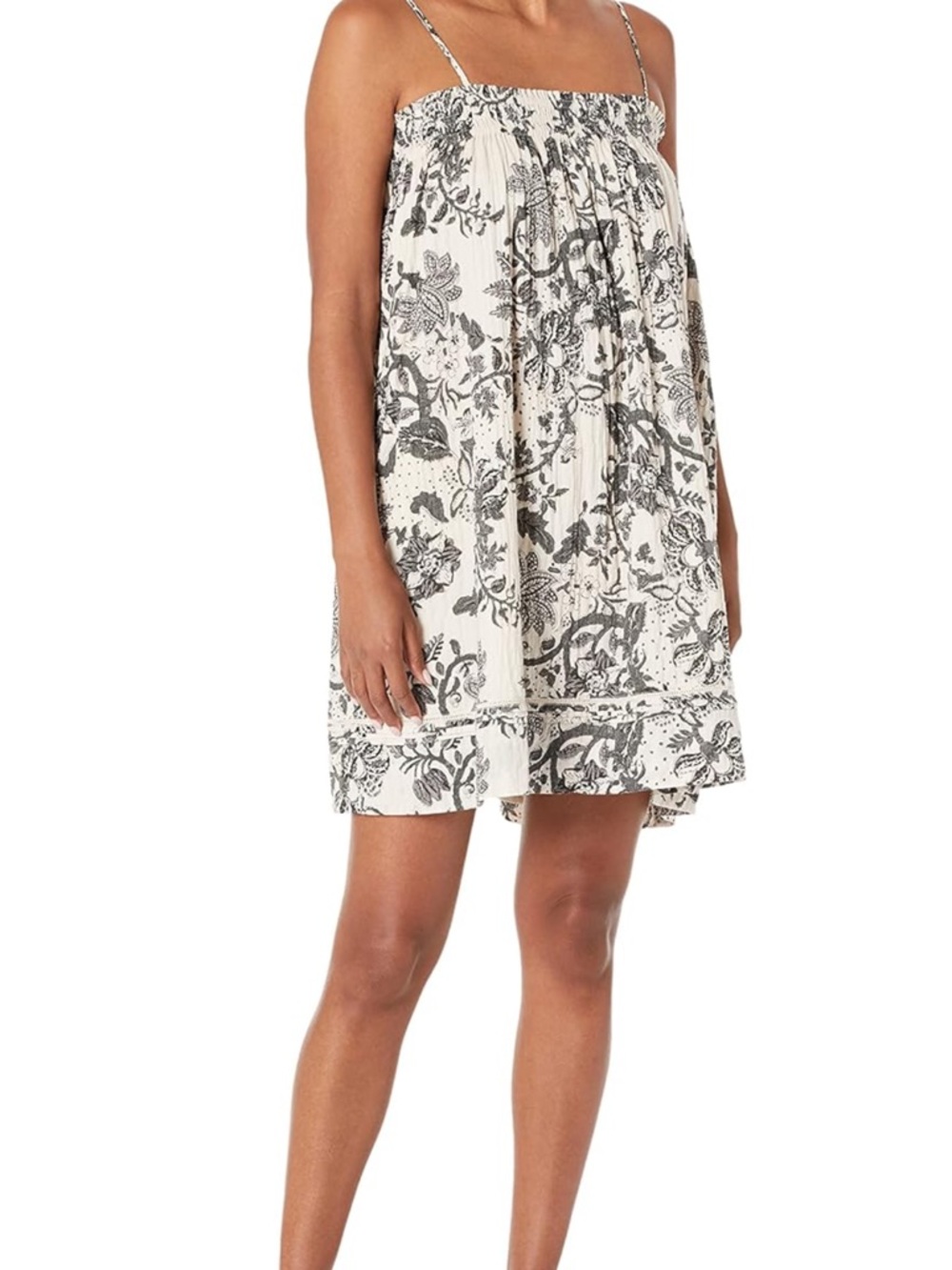 Sleeveless smocked sheath shirt dress coverup floral lucky